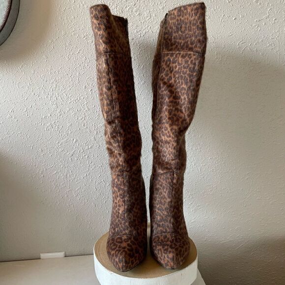 NIB JustFab Janae Leopard Kneed Boots Size 8 - Picture 6 of 12